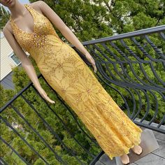 Good Condition, Worn Once For The Wedding. Yellow Gown, Adrianna Papell Dresses, Adrianna Papell, Gold Yellow, 2 Colours, Sequin, Size 2, Yellow Gold, Maxi Dress