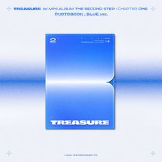 there is a blue book cover with the words treasure on it and an image of a white background