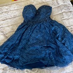 Strapless Mini Dress. Never Worn Strapless Mini Dress, Book Decor, Colorful Dresses, Color Blue, Prom Dresses, Size 2, Prom, Mini Dress, Womens Dresses