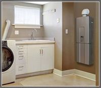 a washer and dryer in a small room