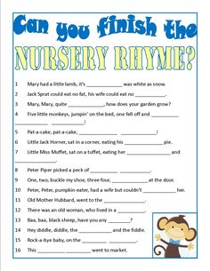 a printable worksheet for nursery rhyme with an image of a monkey