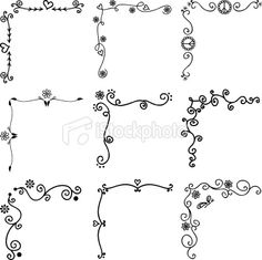 a set of decorative frames with swirls and flowers