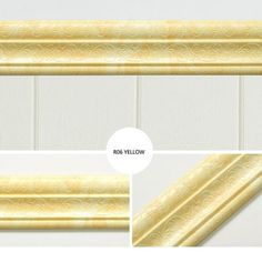 an image of yellow wallpaper with white paint and gold trimmings on it