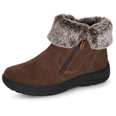 PRICES MAY VARY. WOMEN'S JESSICA BOOT combines the style of a modern fashion bootie with the sensibility of weatherproof construction. Whether strolling through downtown or enjoying an aprés ski gathering following a day shredding pow, do it in comfortable style. The Jessica Boot was designed exclusively for the woman who loves adventure, fun, and fashion. WARM FAUX FUR LINING & SUEDE UPPER keeps you cozy while looking cute in your favorite jeans and leggings. With a water repellent, suede upper exterior to withstand dreary fall and winter days, these low cut insulated booties are must-have for ladies casual wear. Not only are they durable enough to last multiple seasons of fun, they're so comfy, you'll want to wear them at home. THERMOLITE & MEMORY FOAM INSOLES feel like walking on pillow Casual Wear Women, Winter Weather, Rubber Heels, Suede Shoes, Modern Fashion, Cold Winter, Sandals Summer, Comfortable Fashion, Favorite Jeans