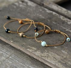 Handmade Stackable Boho Bracelet Natural Stone , Wax Cord Simple one Beaded Bracelet Boho Bracelets Stack, Treasure Jewelry, Amazonite Bracelet, Birthday Bracelet, Jasper Bracelet, Simple Bracelets, Natural Stone Bracelets, Boho Bracelet, Agate Bracelet