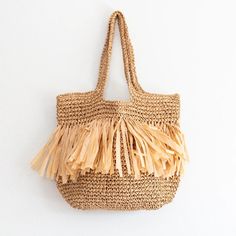 Elena Handbags Large Straw Tote Bag with Tassels Handbags Large, Straw Tote Bag, Woven Tote Bag, Straw Bags, Straw Tote, Fashion Handbags, Leather Fashion, Straw Bag, Timeless Elegance