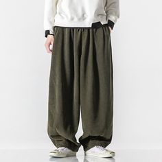 Season:Spring   Fall; Fabric:Cotton Blend,Corduroy; Gender:Men's; Style:Fashion,Casual; Occasion:Daily; Fit Type:Loose Fit; Function:Comfort,Soft,Warm; Waistline:Mid Waist; Pattern:Solid Color; Design:Straight Leg,Pleats,Elastic Waist,Drawstring,Pocket; Pants Type:Corduroy Pants,Baggy,Trousers; Front page:FF; Hips:null; Length:null; Waist:null; Fit US Size:null; Fit UK Size:null; Fit EU Size:null; Standard Size:null; Pants Length:Full Length; Fit Number Size:null Male Sweatpants, Pants Big Size, Harem Pants Fashion, Estilo Harajuku, Mens Trousers Casual, Hoodies Men Style, Baggy Pants, Baggy Pant, Type Of Pants