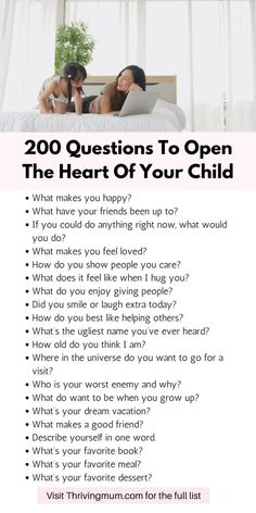 Dec 24, 2021 - Mar 10, 2021 - A compilation of some valuable would you rather questions to ask your kids, Funny questions to ask a kid, questions to ask your child about school, open-ended questions for kids, and questions to ask kids Guardian Ad Litem Tips, Uppfostra Barn, 200 Questions, Kids Questions, Mom Things, Positive Affirmations For Kids, Education Positive, Parenting Knowledge, Affirmations For Kids