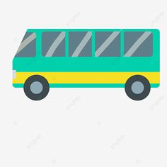 a green bus with yellow stripes on it's side, illustration, flat design png and psd