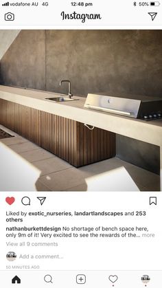 the instagram page for instagram com shows an image of a kitchen with wooden cabinets and counter tops