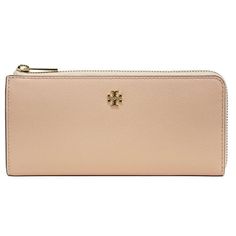 Saffiano leather Zip closure Exterior pocket for easy access to ID Interior 8 card slots, 1 zip pocket, 2 slip pockets Logo-jacquard lining 8"L x 4"H x 1"D Color: Beige.  Gender: female.  Age Group: adult. Elegant Pink Wallets With Rfid Blocking, Pink Formal Wallet With Zipper Closure, Rectangular Saffiano Leather Wallet, Pink Quartz, Cloth Bags, Handbag Accessories, Continental Wallet, 4 H, Easy Access