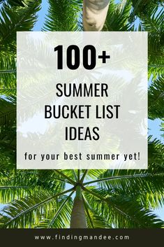 a palm tree with text overlay reading 100 + summer bucket list ideas for your best summer yet