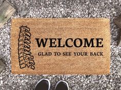 Chilasport- Outdoor Mat- Welcome Glad To See Your Back, Chiropractor Physiotherapy Funny Door Mat, Business Gift Our doormat not only keeps the dirt away but also brings beauty and unique style to your home. Imagine every time you walk into the house, a clean and beautiful mat greets you at the entrance. It is also... Funny Door Mat, Chiropractor Gifts, Physiotherapy Clinic, Cabinet Medical, Being Happy, Clinic Design, Massage Room