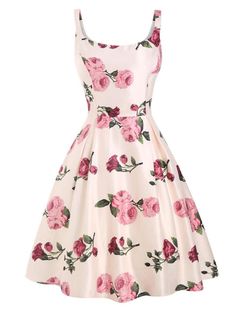 1950s Inspired Dress, Flower Midi Dress, Cute Sundress, Vestidos Color Rosa, Pink Backdrop, Standard Dress, Live In The Moment, Flower Print Dress, Womens Vintage Dresses