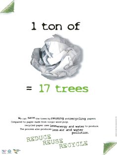 a poster with the words i ton of trees and an image of a crumpled piece of paper