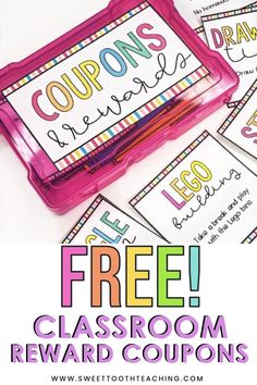 the free classroom reward coup is available for students to use on their own school supplies