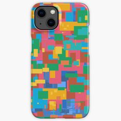 an iphone case with colorful squares on it