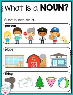 what is a noun? worksheet with pictures and words to help students learn the