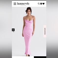 a woman in a pink dress is featured on the front cover of a magazine or website