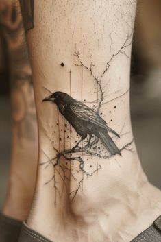 Rabe Tattoo, Deep Tattoo, Black Bird Tattoo, Wicked Tattoos, Raven Tattoo, Leg Tattoo