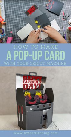 someone is making a pop up card with their cricut machine and it's instructions