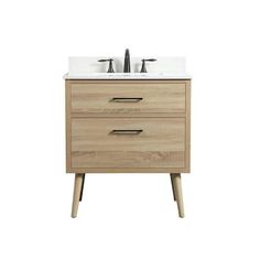 a bathroom vanity with two sinks and wooden legs on the side, against a white background