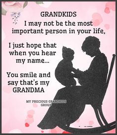 a woman sitting in a rocking chair next to a child with the words grandkids i may not be the most important person in your life