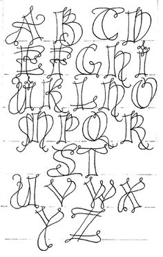 an old fashioned handwritten alphabet with letters and numbers