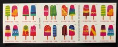 a stamp with different colored popsicles on it