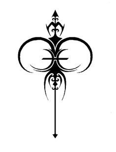 an ornate design with arrows in black and white