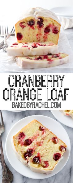 cranberry orange loaf on a white plate