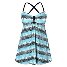 Open Back Cami Printed Tankini Set - Coral Blue - 5K34493714 - Women's Clothing, Plus Size Women's Clothing  #PlusSizeWomensClothing #Women's #Clothing # #Plus #Size #Women's #Clothing Cheap Swimwear, Bathing Suits For Women, High Waisted Tankini, Swimsuits Bikinis, Trendy Swimsuits, Tankini Swimsuits For Women, Printed Tankini, Trendy Swimwear, Vintage Swimsuits