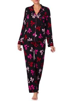 Beautiful prints and vibrant colors make this cozy two-piece pajama set from kate spade new york an essential addition to your nighttime assortment. | kate spade new york Women's Printed Sweater Knit Long Pajama Set, Medium New York Print, Short Kaftan, High Neck One Piece, Bow Print, Short Pj Set, Holiday Pajamas, Slumber Party, Notch Collar, Print Pajamas