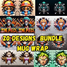 20 designs bundle for the ultimate mugwrap game, including stickers and decals