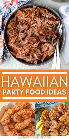 hawaiian party food ideas with text overlay