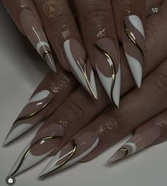 Sexy Nail Designs Ideas 2023 White French Nails, Stilleto Nails Designs, Fancy Nails Designs, Acrylic Press On Nails, Pointed Nails, Stiletto Nails Designs, Lines On Nails, Basic Nails, Dope Nail Designs