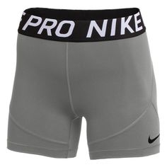 Nike Women's Pro 5 Inch Shorts Carbon Heather/Black Front Volleyball Spandex Shorts, Grey Nike Pros, Nike Pro Spandex Shorts, Grey Nike Shorts, Gymwear Outfits, Gym Attire, Fitness Wear Outfits, Nike Pro Shorts, Baggy Clothes