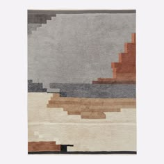 an abstract rug with various colors and shapes