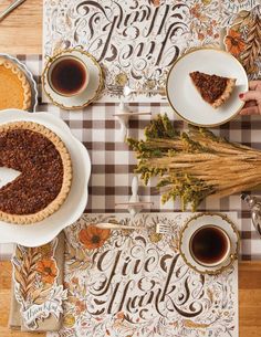 Give Thanks Placemat Thanksgiving Essentials, Paper Table Runner, Hosting Essentials, Spilled Wine, Dripping Candles, Paper Table, Gift Wrap Tags, Brown Paint, Table Top Design