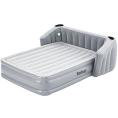 an inflatable bed is shown on a white background