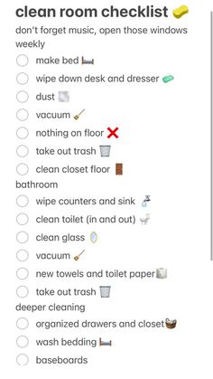 the cleaning checklist is open and ready to be used