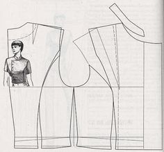 a drawing of a woman's dress with an apron on the front and back