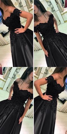 Prom Dresses Satin, Off Shoulder Ball Gown, Dresses Satin, Ball Gowns Evening, Black Prom, Satin Prom Dress, Black Wedding Dresses, Prom Dresses Ball Gown, Dress Satin