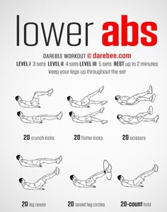 the lower body workout for lower abss is shown in red and black, with instructions to