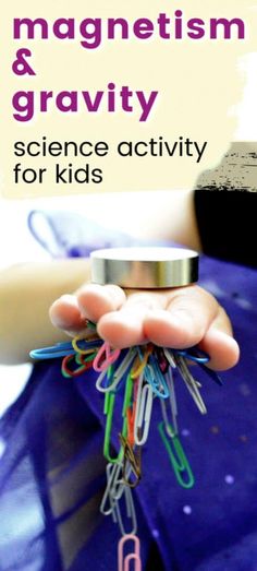 a person holding a metal object in their hand with the words magnetism and gravity on it