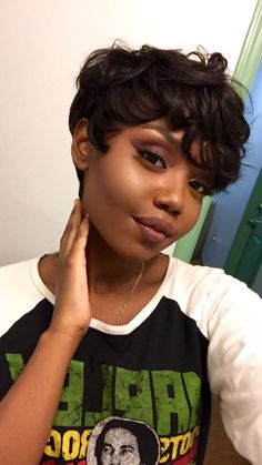 Black Pixie Cut, Super Short Haircuts, Natural Hair Short, Short Haircut Styles, Short Human Hair Wigs