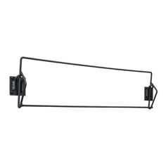 a black metal towel rack on a white wall