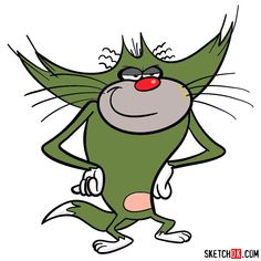 a cartoon cat with an angry look on it's face and arms, standing in front of a white background