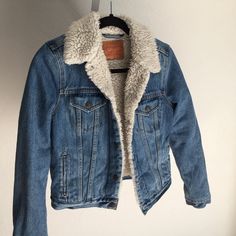 Levi's Denim Sherpa Jacket In Great Condition, Very Warm . Originally Purchased From Free People Levi's Denim Jacket For Winter, Levi's White Denim Jacket For Spring, Levi's Denim Blue Winter Jacket, Levi's Denim Blue Jacket For Winter, Denim Sherpa Jacket, Levis Jacket, Sherpa Jacket, Levis Denim, Levi Strauss