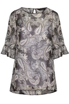 Update your new season wardrobe with this must-have blouse. Made in a comfortable chiffon fabric, it features a scoop neckline, 3/4 length flare sleeves, a keyhole back. Finishing with a paisley print, simply partner with jeans and boots for a casual look you can rely on.   Yours Clothing, the home of plus size fashion offering women’s clothing in UK sizes 14-40. Delivering quality clothing that fits and flatters, you’ll find an unbeatable range of women’s curve clothing at excellent prices with Printed Chiffon Blouse, Curve Fashion, Flare Sleeves, Animal Print Blouse, Chiffon Blouse, Print Chiffon, Plus Size Blouses, Chiffon Fabric, Flared Sleeves